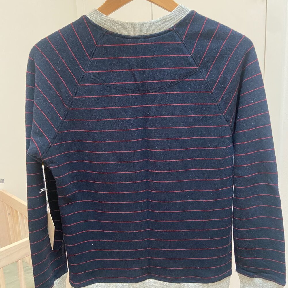 Band of Outsiders Navy Red Stripe Contrast pocket Sweatshirt - NWT Size 2 - Picture 2 of 5